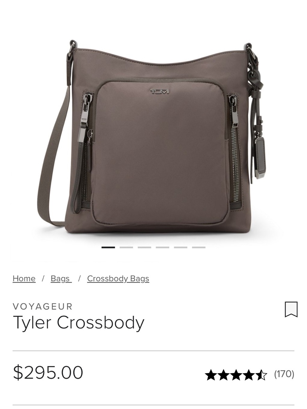 Tumi SET Tyler Crossbody Bag in Taupe Brown and Cosmetic Case